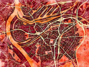 Kaart van Duisburg in de stijl 'Amber Autumn' van Maporia