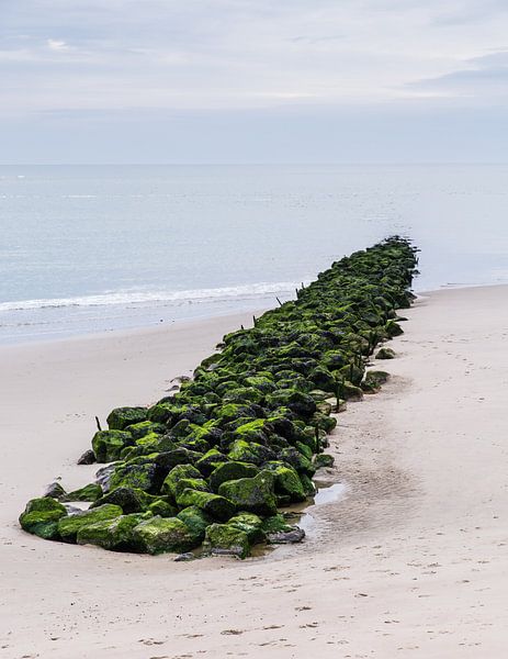 Frankrijk, Berk: Brise-lames et la plage panorama par Steve Van Hoyweghen