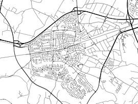 Carte de Wijchen en noir et blanc sur De Kaartenwinkel