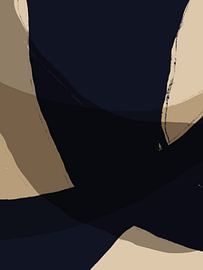 Formes et lignes abstraites en brun, bleu et noir. sur Dina Dankers