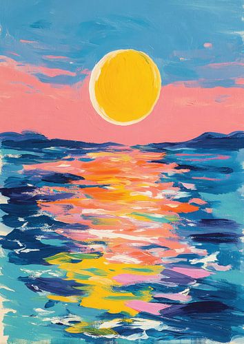 Zonsondergang Zee Plakkaatverf Pastel