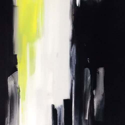 Abstrait moderne en noir et blanc et jaune fluo vif