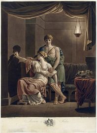 Philea tekent het portret van haar geliefde Ariston met behulp van schaduw van zijn profiel op muur van Atelier Liesjes