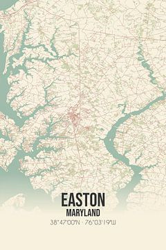 Carte d'époque d'Easton (Maryland), USA. sur Rezona