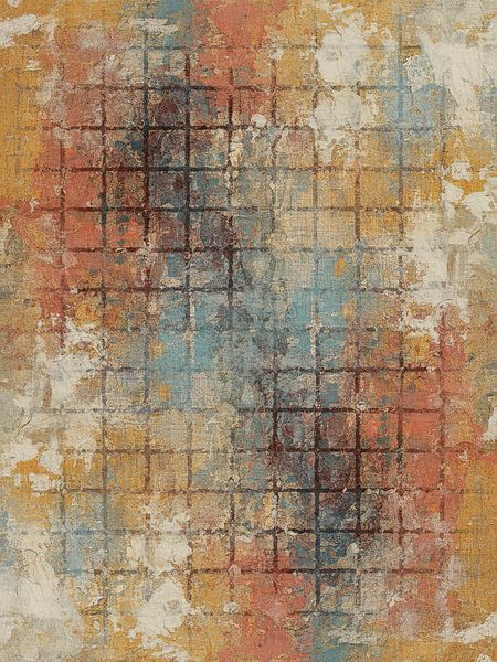 Industrieel Abstract Schilderij in vintage kleuren van Studio Pieternel