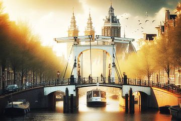 Witte Brug Amsterdam Nederland van Hendrik-Jan Kornelis