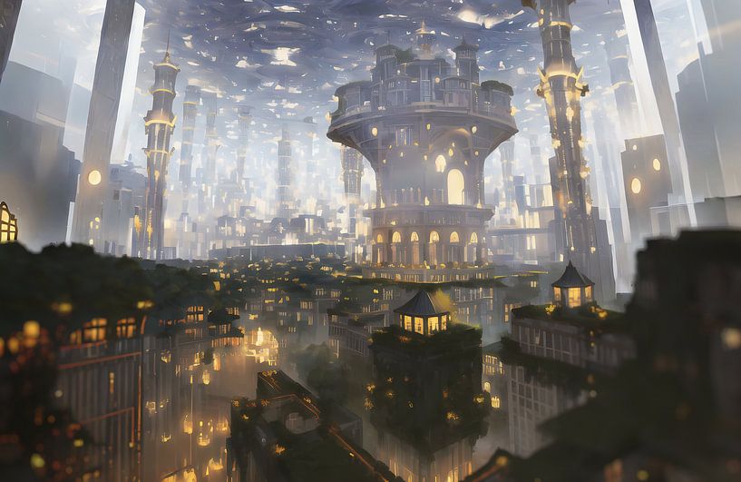 Paysage urbain fantastique par Vincent Hofland