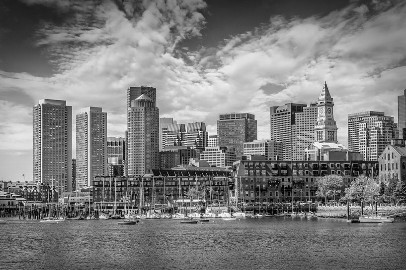 BOSTON Skyline North End &amp; Financial District | Monochroom van Melanie Viola