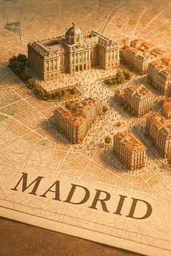 Madrid Koninklijk Paleis 3D Kaart - Hoofdstad Muurdecoratie
