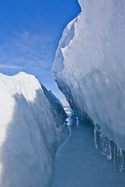 Symmetrical ice crack in the ice mass on lake baikal, blue landscape by Michael Semenov