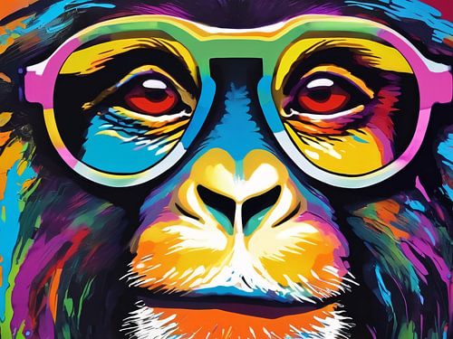 Singe coloré avec des lunettes