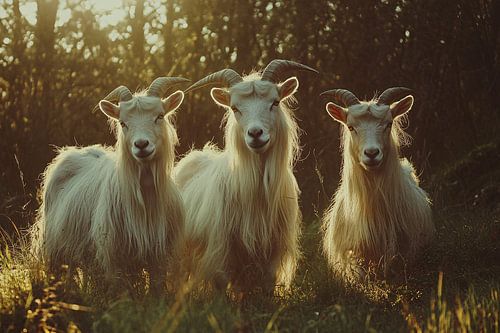 Drie geiten in de natuur