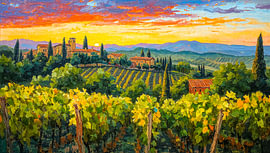 Weinberg bei Sonnenuntergang in der Toskana von Joseph S Giacalone Photography
