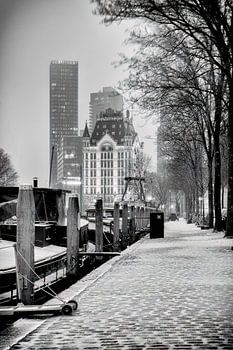 Winter photo of the Herring fly and the White House in Rotterdam