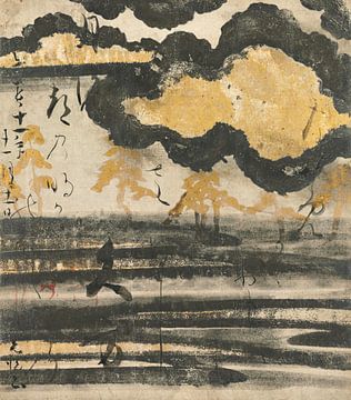Gedichtkaart uit de Shinkokin wakashu, Tawaraya Sôtatsu, Honami Kōetsu