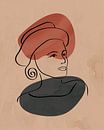 Lijntekening van een gezicht met hoed van Tanja Udelhofen thumbnail