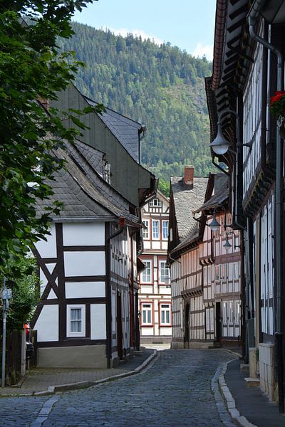 Clinker street with half-timbered houses Goslar Harz Germany by My Footprints
