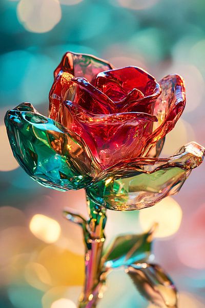 Crystal rose in colourful light by Art & Soul Creations