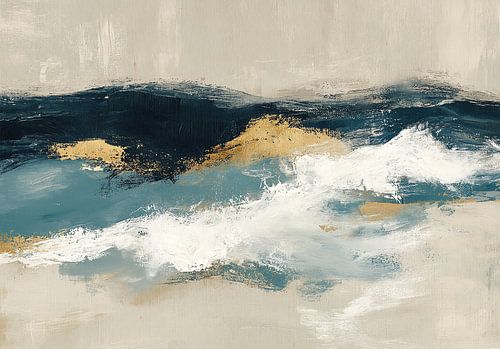 Abstract coastline with gold accents by Niklas Maximilian
