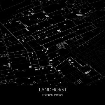 Black-and-white map of Landhorst, North Brabant. by Rezona