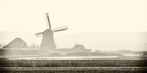 Noord-Hollandse polder met molen