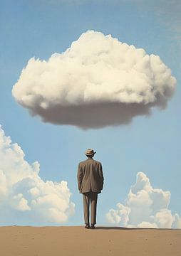 De wolkenwaarnemer - Surrealistische poster met woestijnmotief van Niklas Maximilian