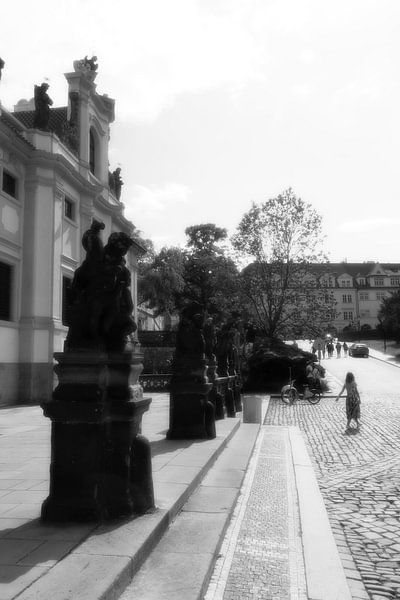 Prag - schwarz-weißes Quadrat von Wout van den Berg