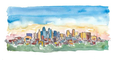 L'horizon de Kansas City Missouri au coucher du soleil