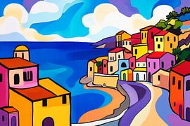 Ville côtière colorée sur Poster Art Shop