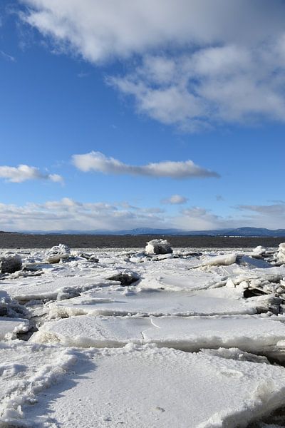 Ice on the river in autumn by Claude Laprise