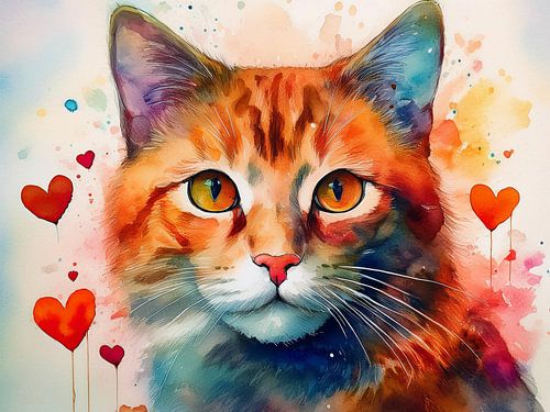 Beautiful red cat looks at you