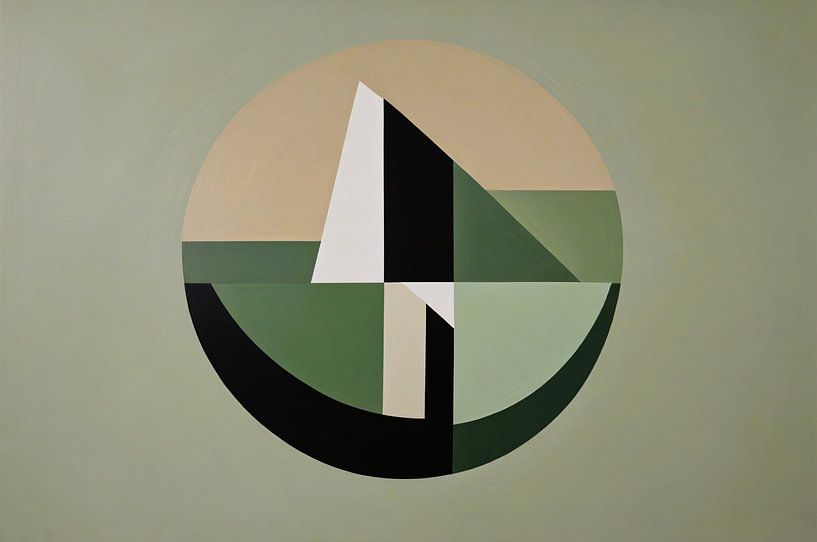 Abstracte Geometrie in Groen en Beige Tinten van Art & Soul Creations