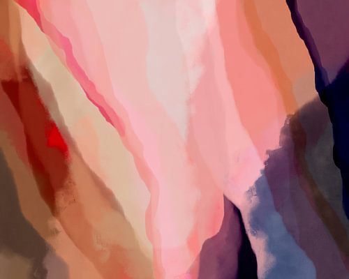 Peinture aquarelle abstraite moderne et colorée en violet, rose, terra et bleu