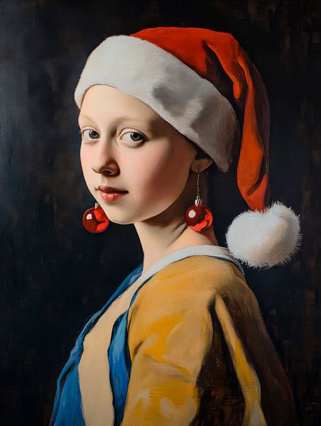 Mädchen im Weihnachtsmütze von Poster Art Shop