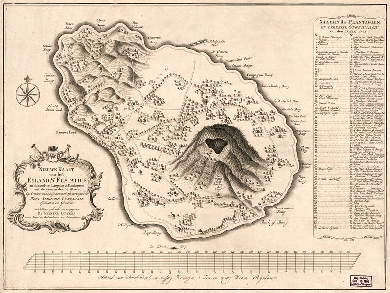 Landkaart van Sint Eustatius 1775 van Atelier Liesjes