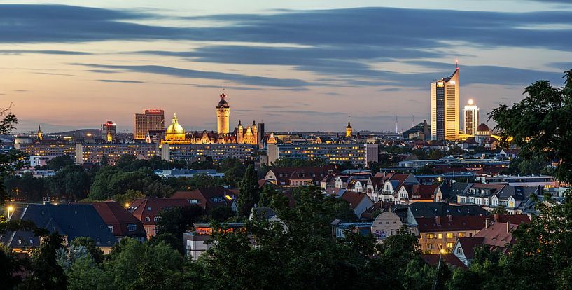 Leipzig Stadtpanorama im Sonnenuntergang von Frank Herrmann