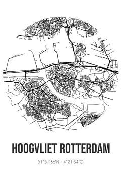 Hoogvliet Rotterdam (Zuid-Holland) | Landkaart | Zwart-wit van MijnStadsPoster