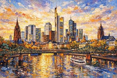 Frankfurt in Duitsland, een impressionistisch schilderij.