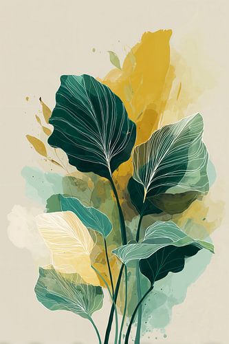 Minimalistisch Bladerspel in Groen & Goud no.6