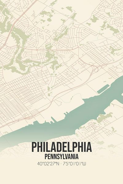 Carte ancienne de Philadelphie (Pennsylvanie), Etats-Unis. par Affiches de lieux