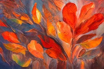 Abstrakte farbenfrohe botanische Kunst: Warme Herbstfarben 2