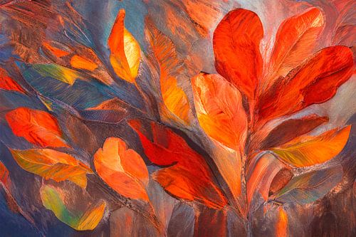 Abstrakte farbenfrohe botanische Kunst: Warme Herbstfarben 2