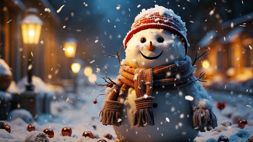 Schneemann im Schnee Weihnacht Hintergrund Illustration von Animaflora PicsStock