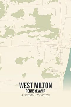 Vintage landkaart van West Milton (Pennsylvania), USA. van Rezona