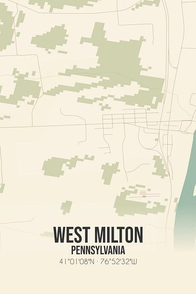 Carte ancienne de West Milton (Pennsylvanie), USA. par Affiches de lieux