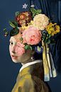 Meisje Met de Parel – The Floral on Blue Edition van Marja van den Hurk thumbnail