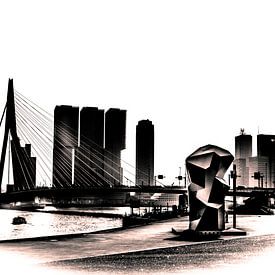 Silhouet Erasmusbridge at Rotterdam sur Henry van Schijndel