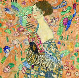 Lady with a fan, Gustav Klimt (orange, digitally enhaced)