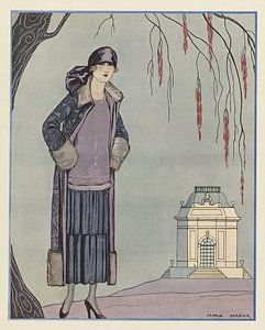George Barbier – Le Belvédère ; Robe-Manteau, de Worth (1924)