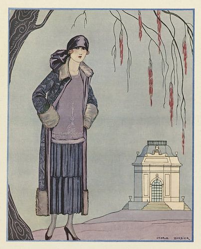 George Barbier - Le Belvédère ; Robe-Manteau, de Worth (1924)
